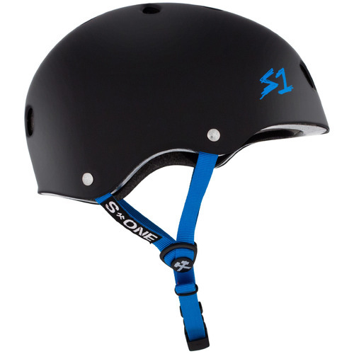 S1 S-One Lifer Certified Cyan Strap Black Matte Helmet