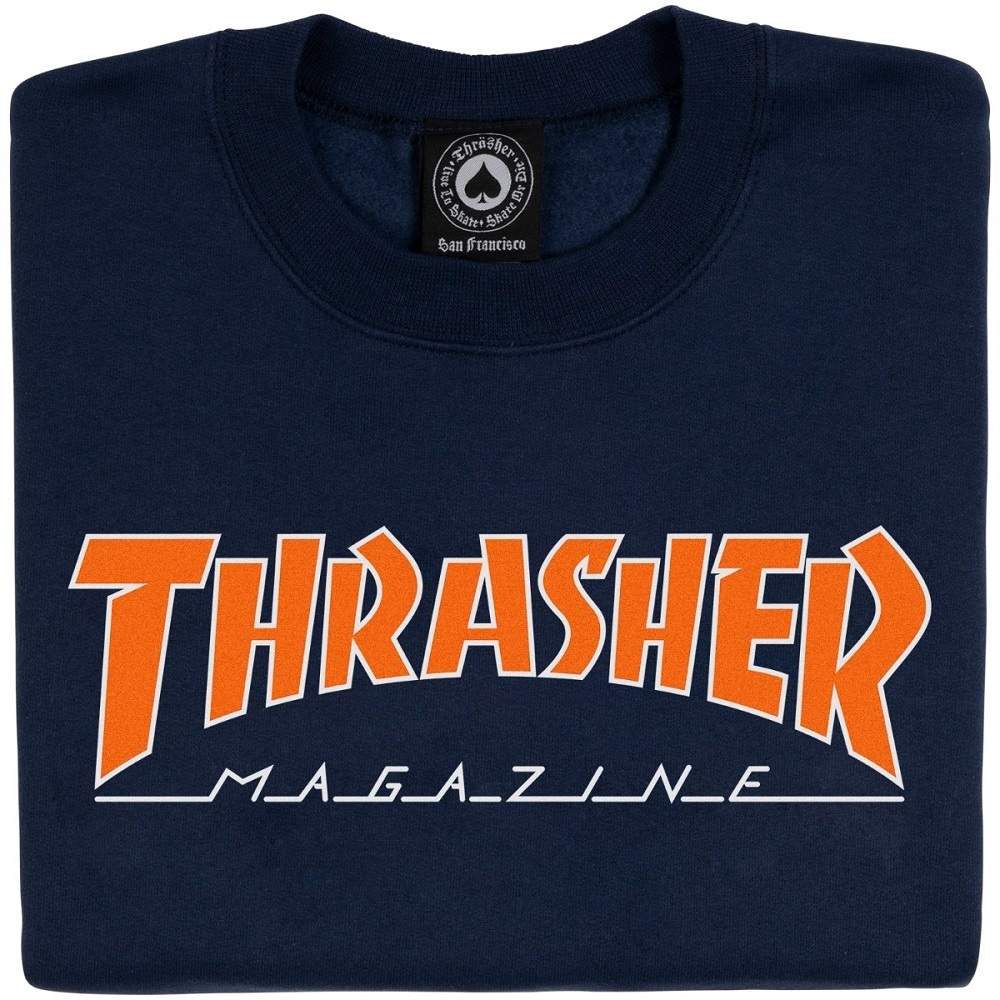 Thrasher Outlined Navy Orange Crew Jumper