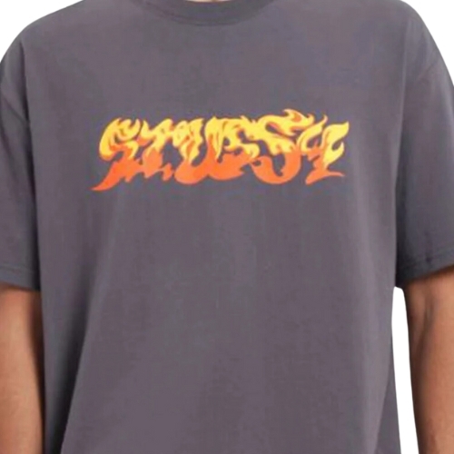 Stussy Flames HW Charcoal T-Shirt