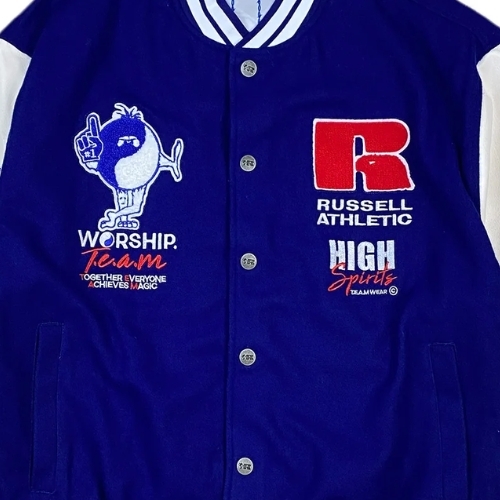 Worship X Russel Athletic Team Spirit Letterman Levitation Blue Jacket