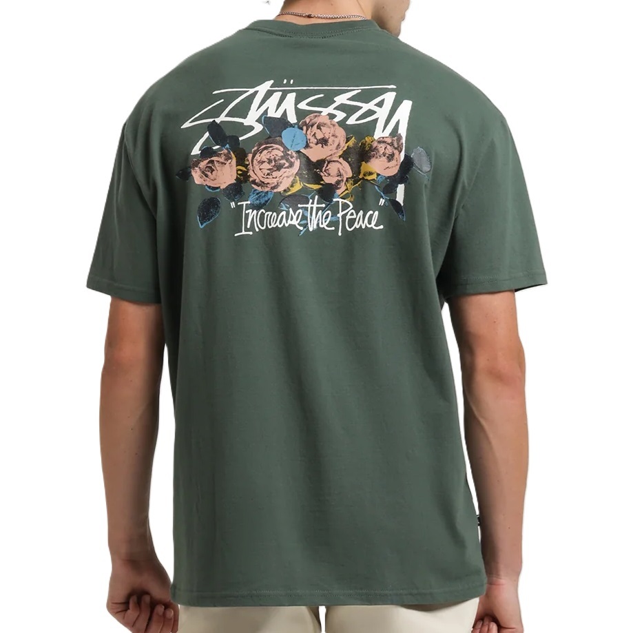 Stussy Roses Heavyweight Fern Green T-Shirt