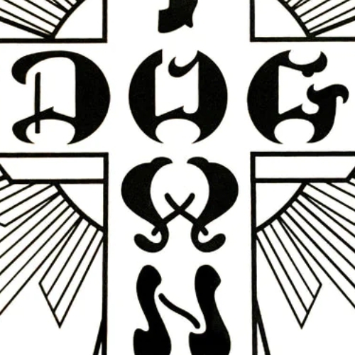 Dogtown Cross Logo 70s White Black White Sticker