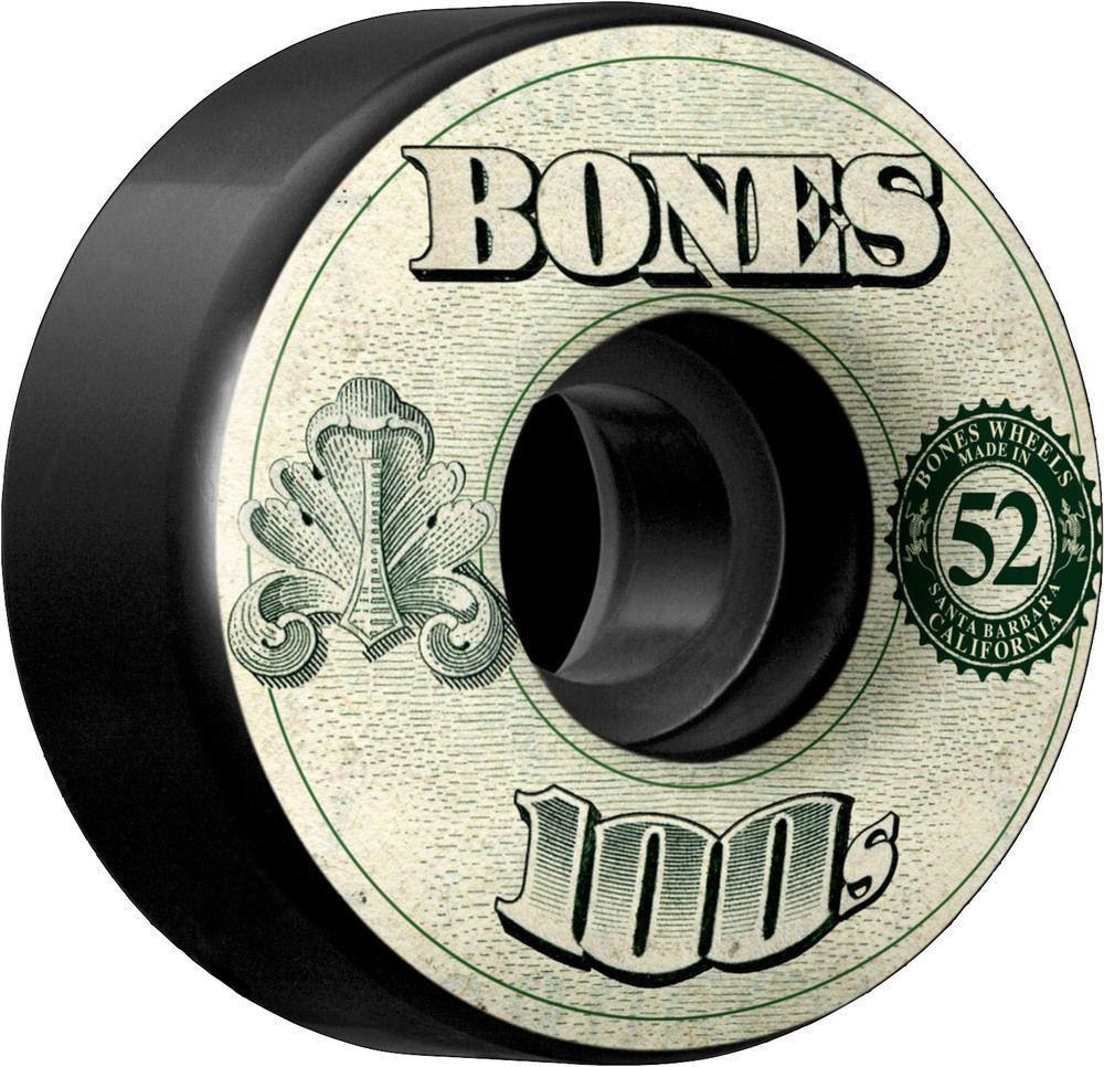 Bones Skateboard Wheels 52mm 100's Og Black