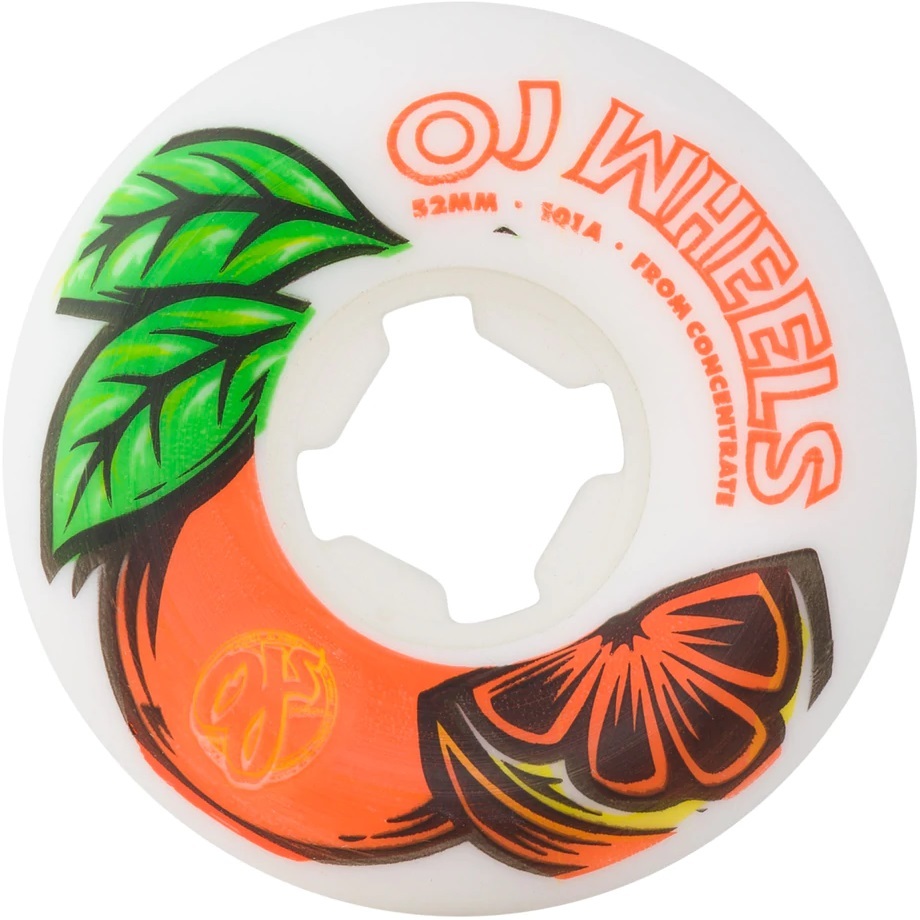 OJ From Concentrate Hardline White Orange 52mm 101A Skateboard Wheels
