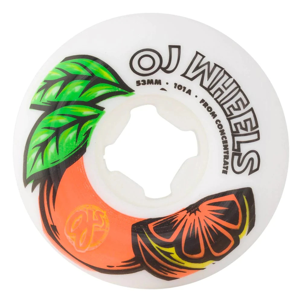 OJ From Concentrate Hardline White Orange 53mm 101A Skateboard Wheels