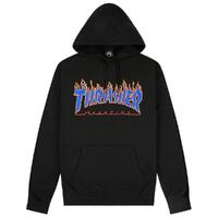 Thrasher Flame Logo Black Blue Hoodie