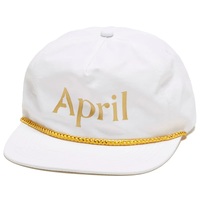 April Golden Logo White 5 Panel Snapback Hat