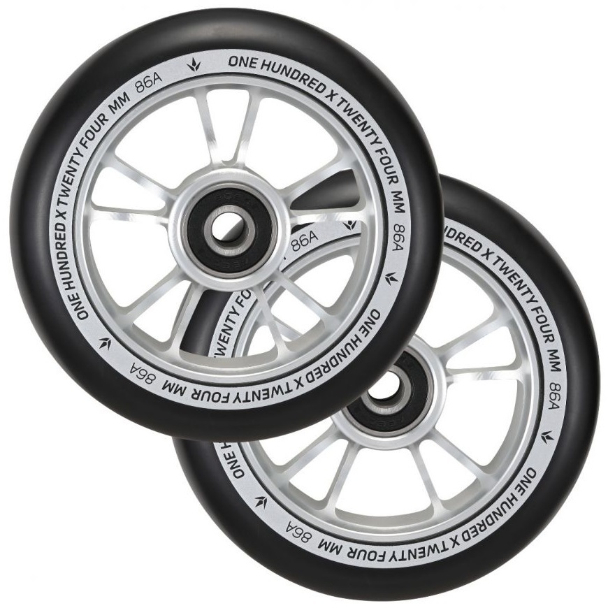 Envy Silver Black 100mm Set Of 2 Scooter Wheels