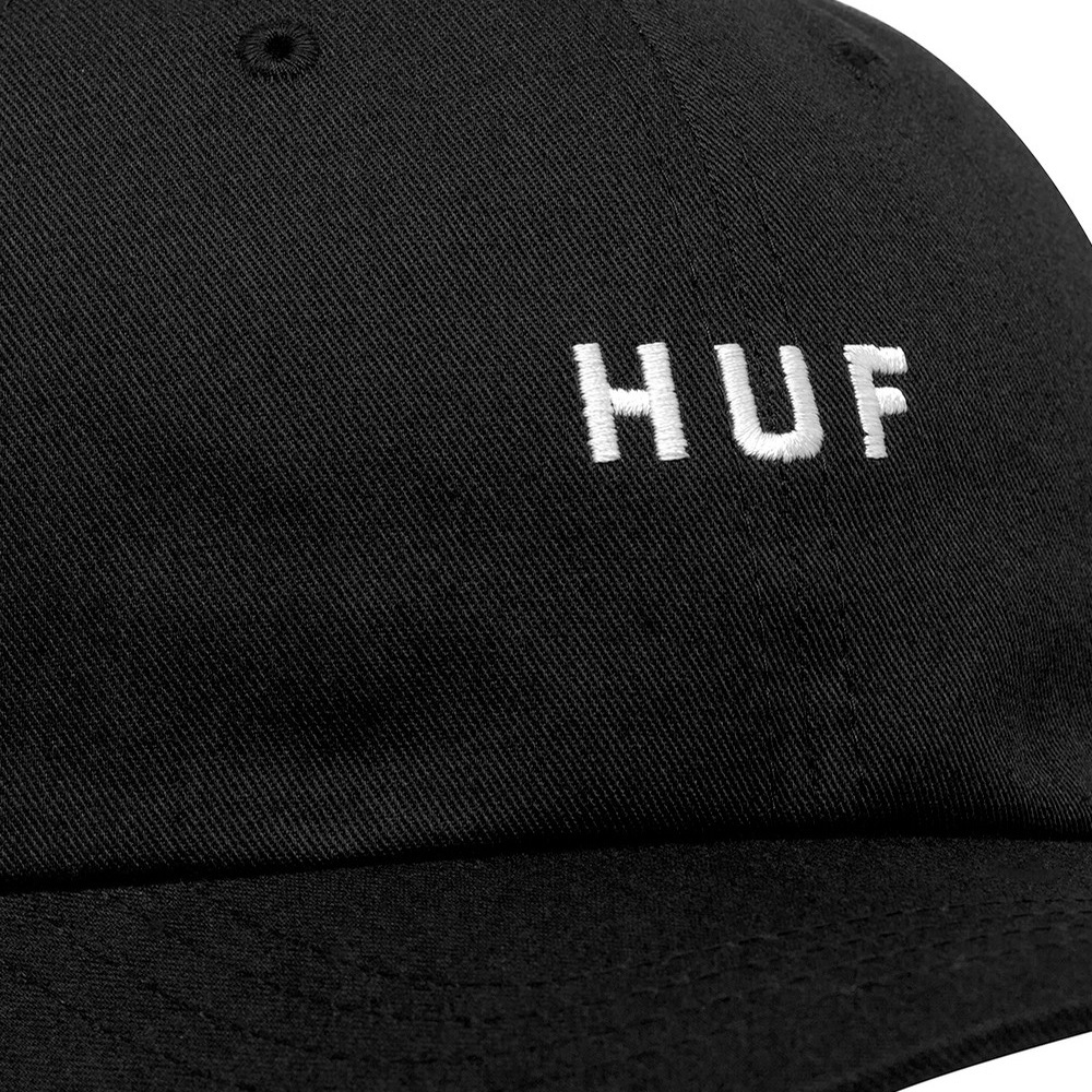 HUF Essentials OG Logo Curved Visor Black Snapback Hat