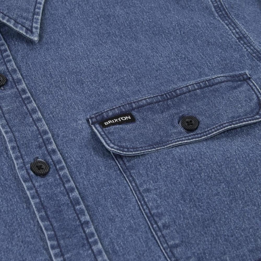 Brixton Low Flannel Bowery Worn Indigo Button Up Shirt [Size: XL]