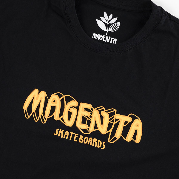 Magenta 4D Script Black T-Shirt