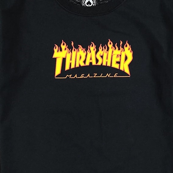 Thrasher Flame Logo Black Youth Hoodie
