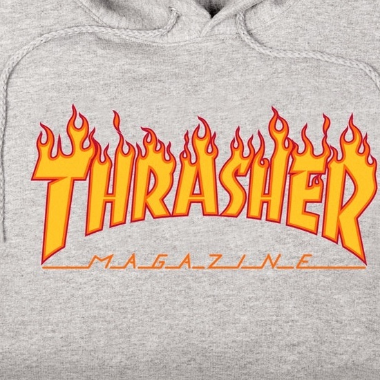 Thrasher Flame Logo Light Grey Hoodie [Size: S]