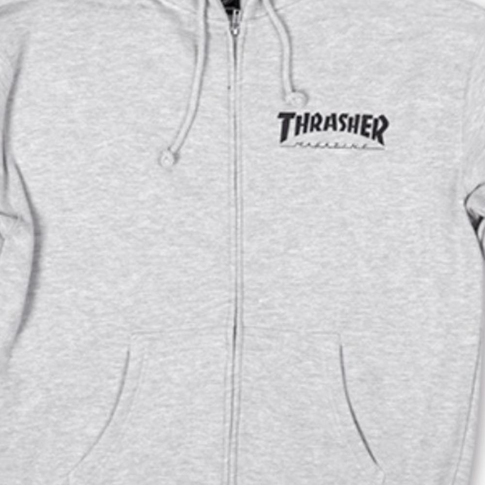 Thrasher Logo Zip Grey Hoodie [Size: S]