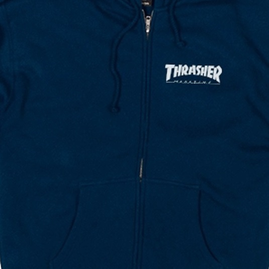 Thrasher Logo Zip Navy Hoodie