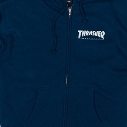 Thrasher Logo Zip Navy Hoodie [Size: S]