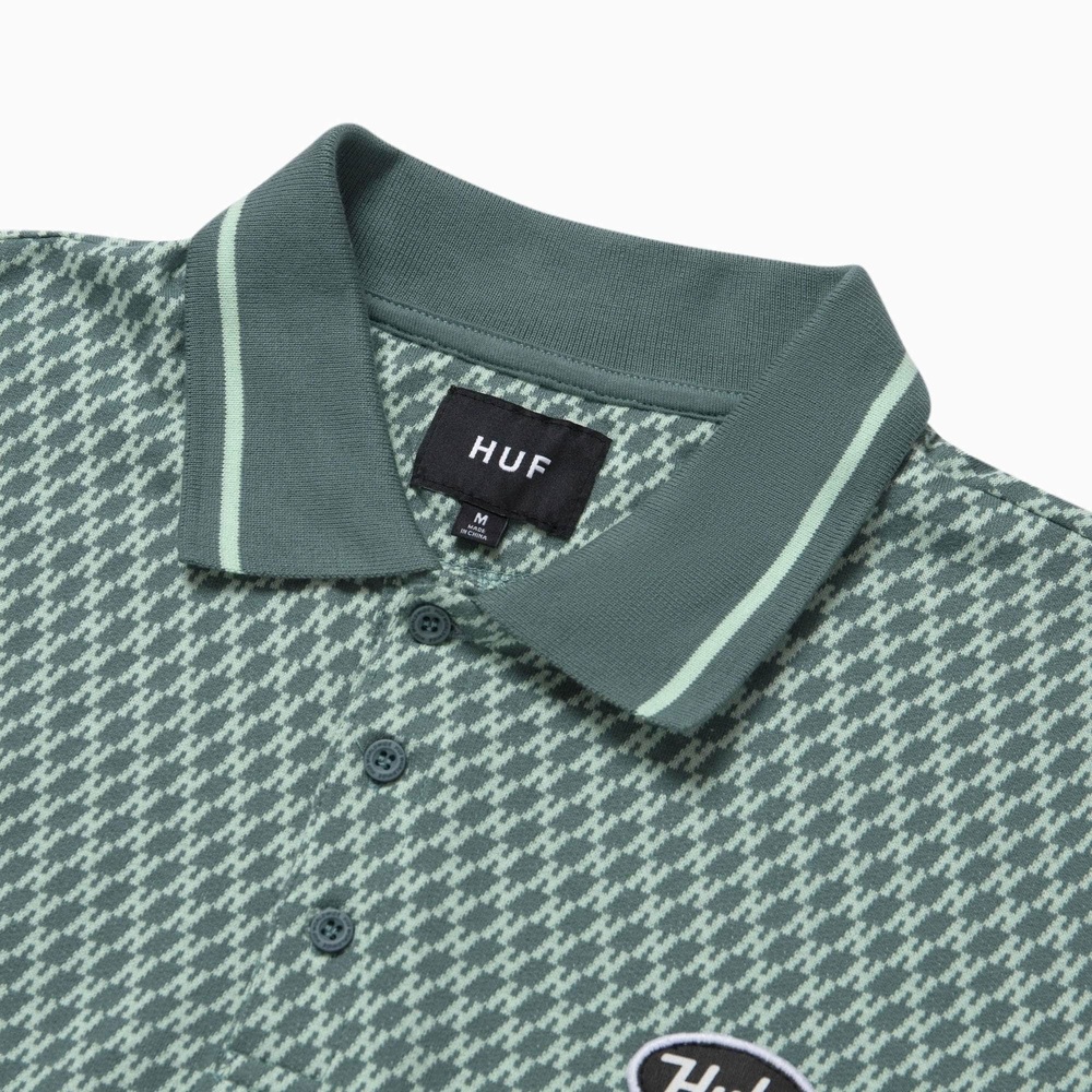 Huf Button Up Shirt Micro H Polo Sage [Size: M]