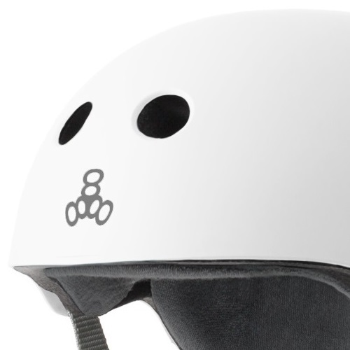 Triple 8 Certified White Rubber Helmet [Size: S-M]