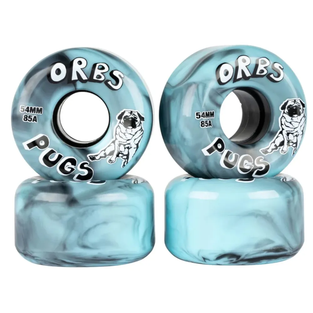 Welcome Orbs Pugs Black Blue Swirl 85A 54mm Skateboard Wheels