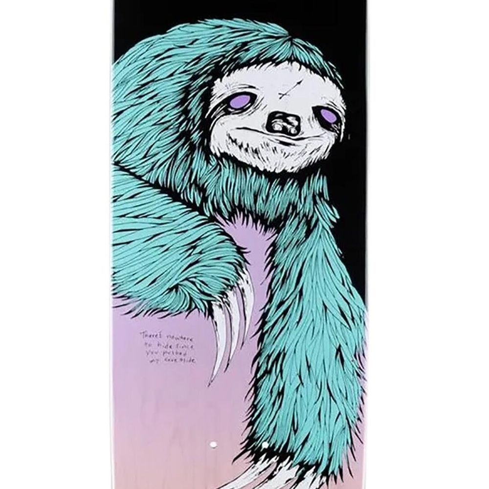 Welcome Sloth On Son Of Planchette Black Lavender 8.38 Skateboard Deck