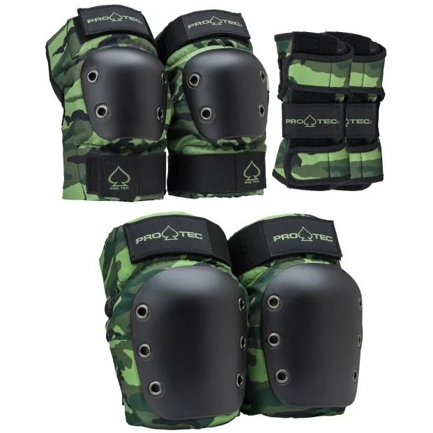 Protec Knee Elbow Wrist Street 3 Pack Camo Youth Protective Pad Set