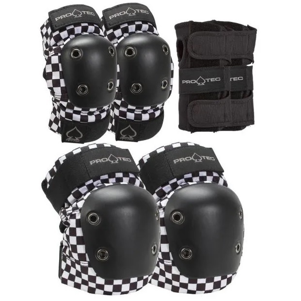 Protec Knee Elbow Wrist Street 3 Pack Checker Youth Protective Pad Set