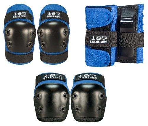 187 Six Pack Junior Pad Set - Elleboog, Knie En Polsbeschermers Voor Skaten, Paars, Voor Kinderen 4-8 Jaar (40-60 Lbs)