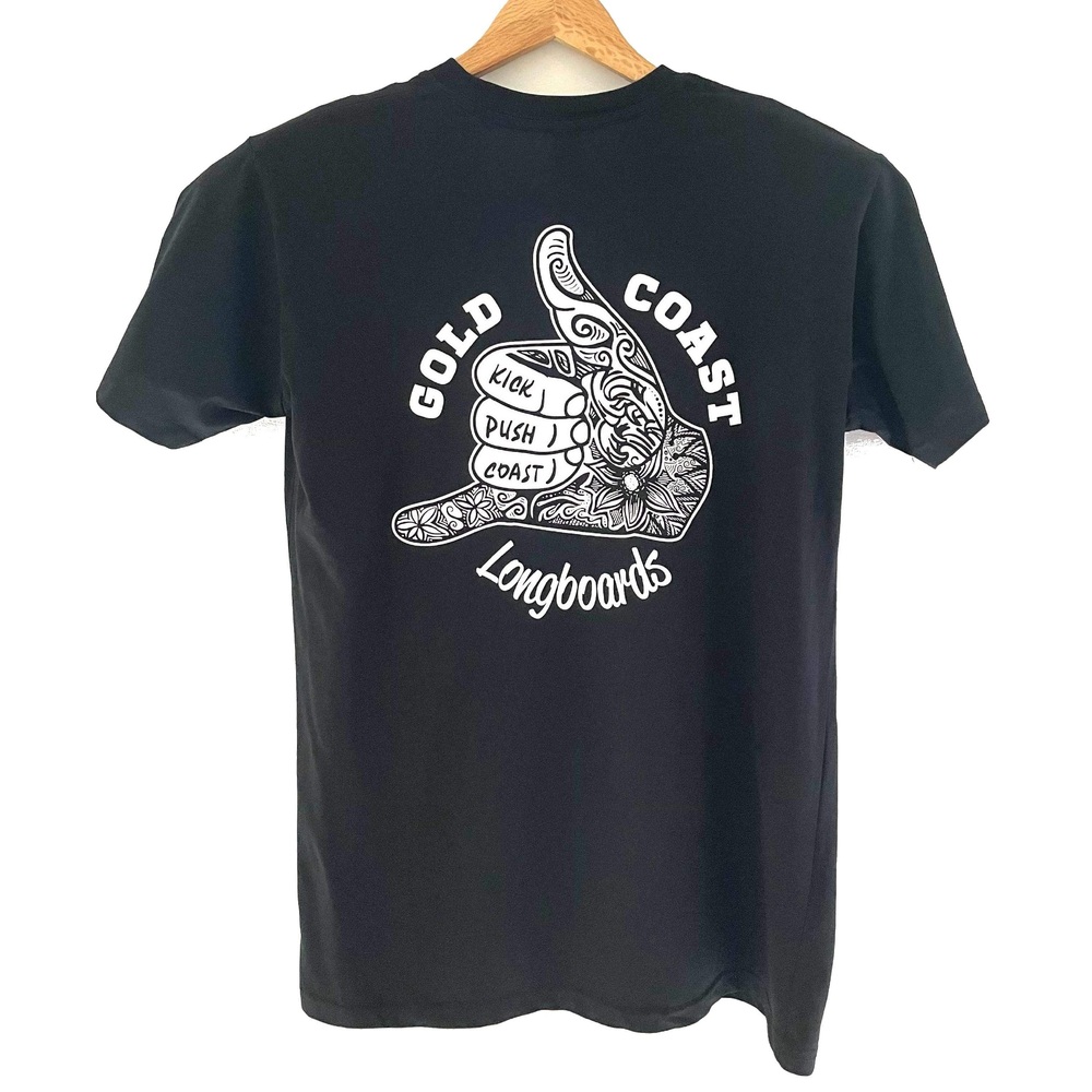 Gold Coast Longboards Shaka Black T-Shirt