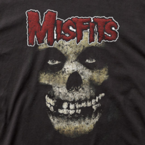 Band Shirts Misfits Weathered Skull Black T-Shirt