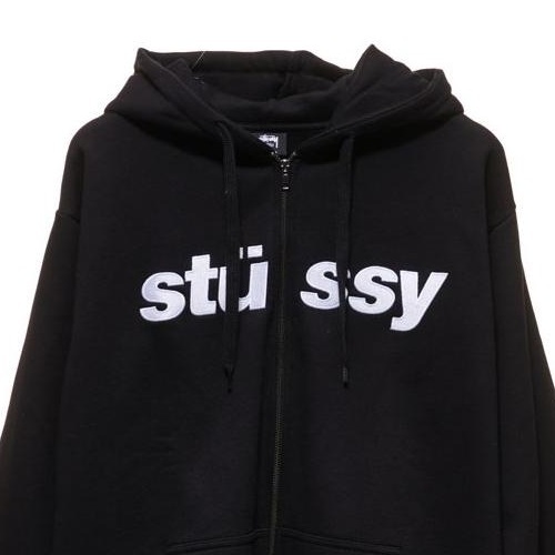 Stussy Italic Embroidered Zip Black Hoodie