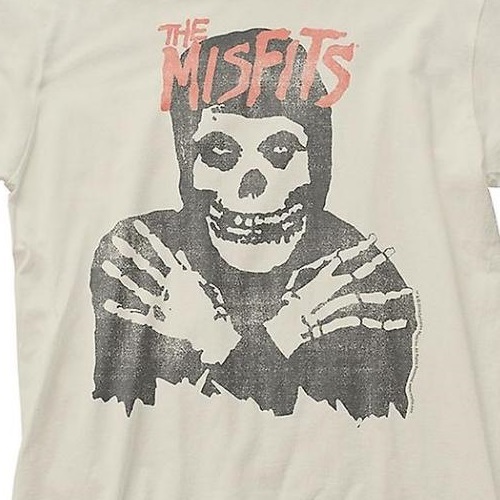 Band Shirts Misfits Classic Skull Distressed Vintage White T-Shirt
