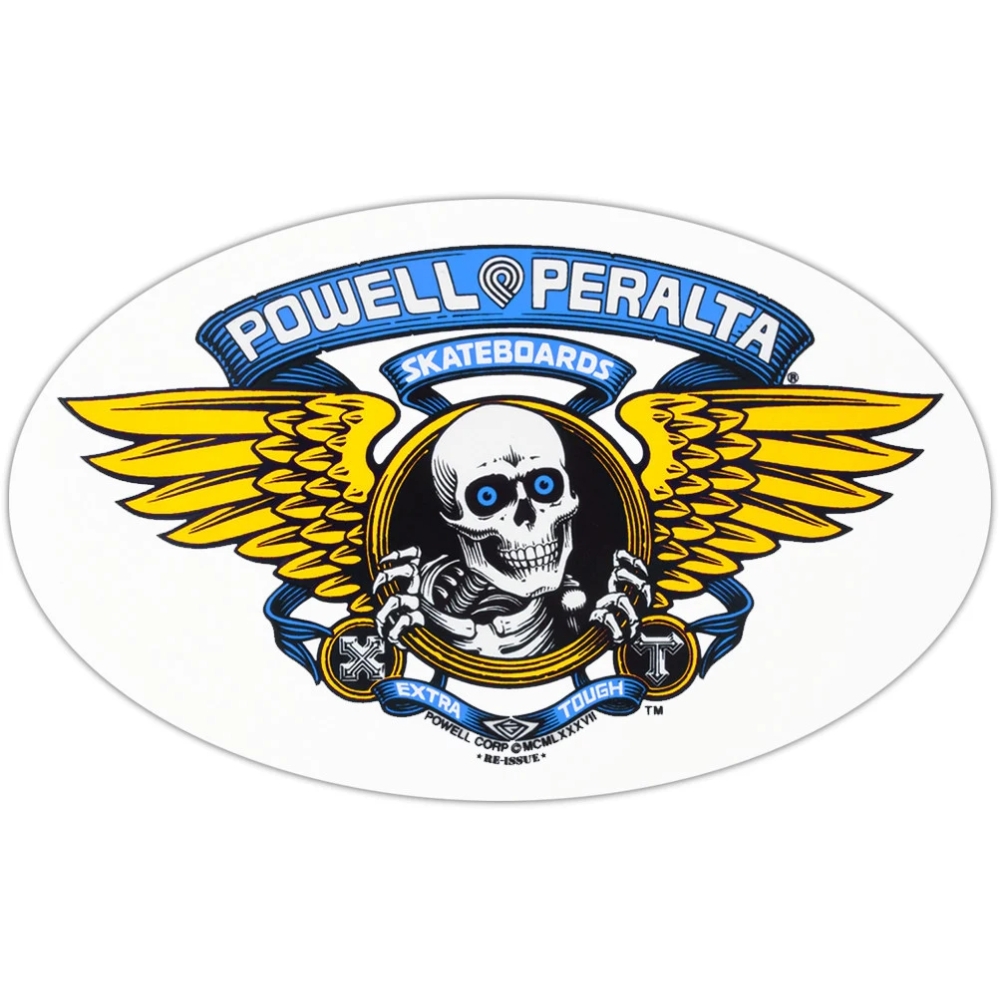 Powell Winged Ripper Skateboard Sticker [Colour: White Blue]