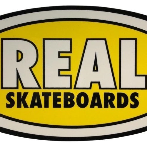 Real Staple Ovals Small Yellow Skateboard Sticker