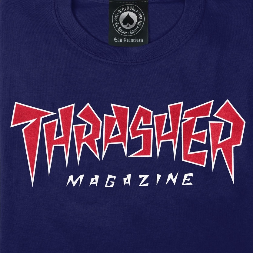 Thrasher Jagged Logo Navy T-Shirt [Size: S]