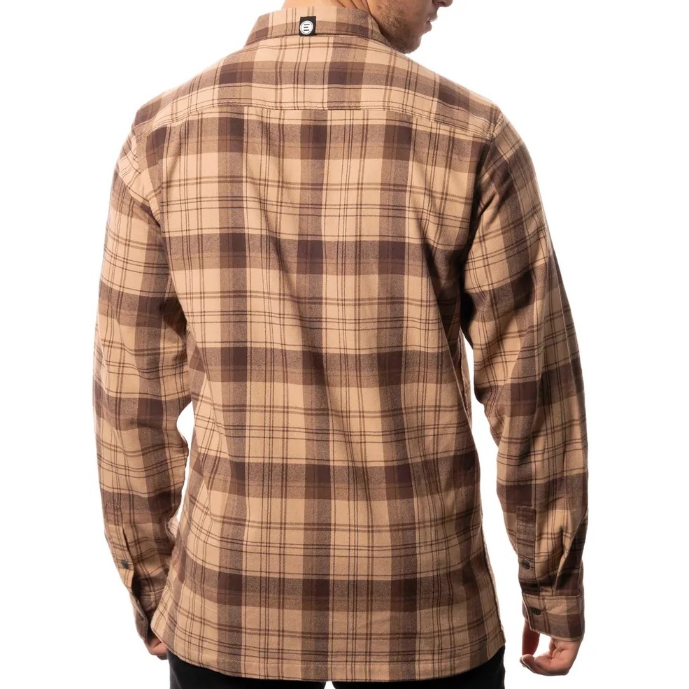 Evolve Amped Flannel Khaki Long Sleeve Shirt [Size: M]
