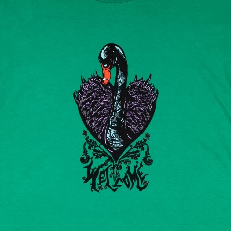 Welcome Skateboards Black Swan Kelly Green T-Shirt [Size: S]