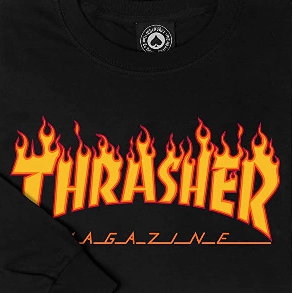 Thrasher Flame Logo Black Crew Jumper