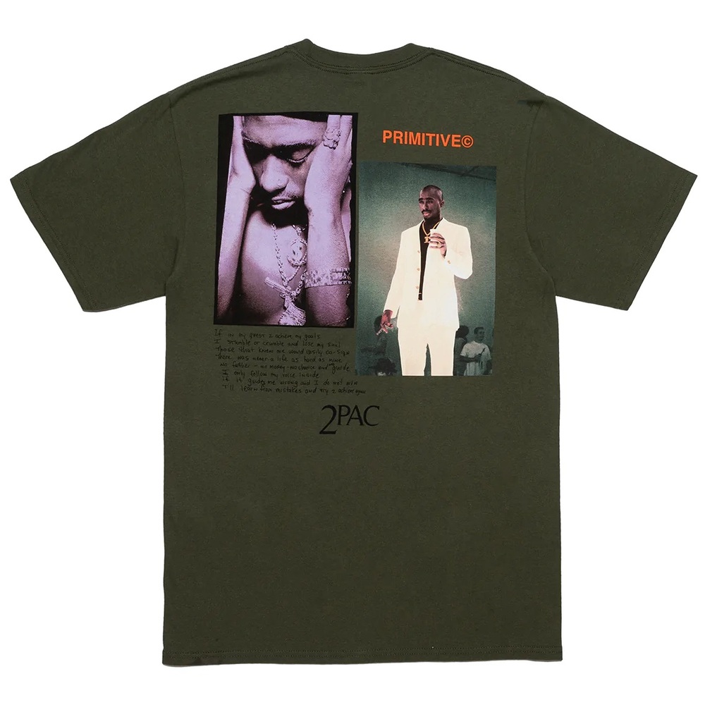 Primitive Tupac Voice Military Green T-Shirt [Size: S]