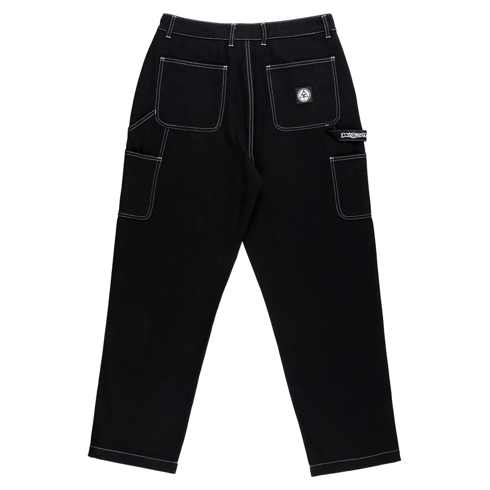 Welcome Skateboards Brace Double Knee Canvas Carpenter Black Pants [Size: 30]