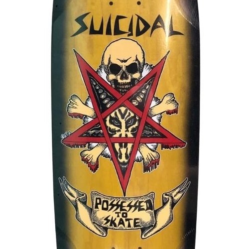 Dogtown Suicidal Skates Possessed To Skate 70s Rider Yellow Black Fade 9.0 Skateboard Deck