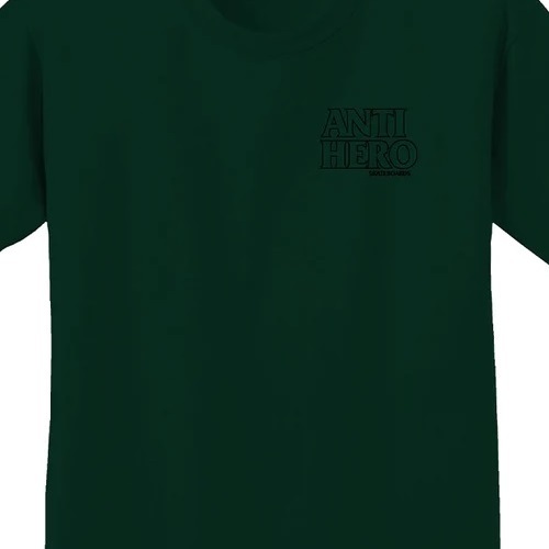 Anti Hero Lil Black Hero Outline Green Black Youth T-Shirt