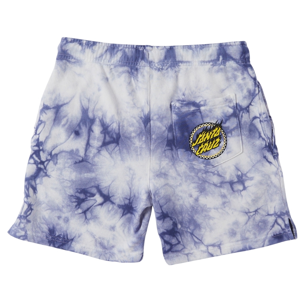 Santa Cruz Checked Out Flame Dot Blue Tie Dye Youth Track Shorts [Size: 16]