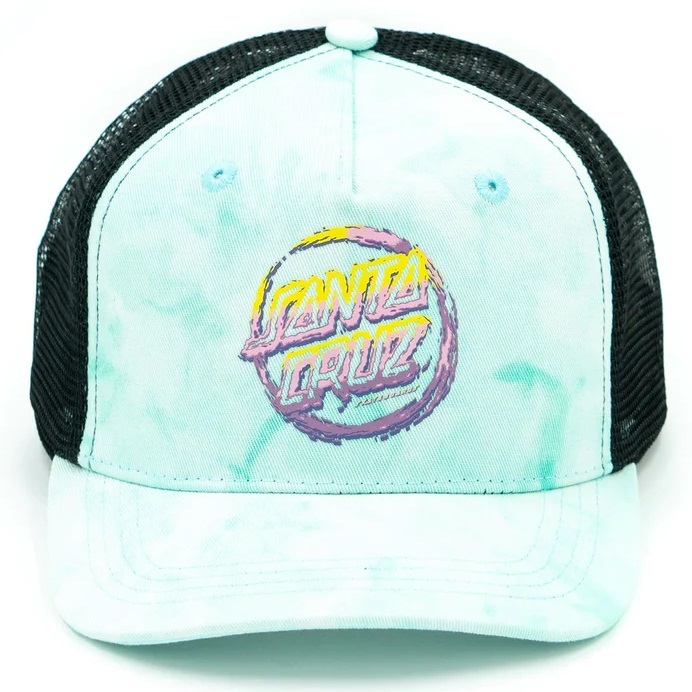 Santa Cruz Throwdown Dot Curved Peak Aqua Tie Dye Trucker Hat