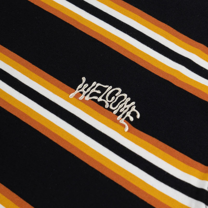 Welcome Skateboards Thelema Knit Stripe Black Earth T-Shirt [Size: S]