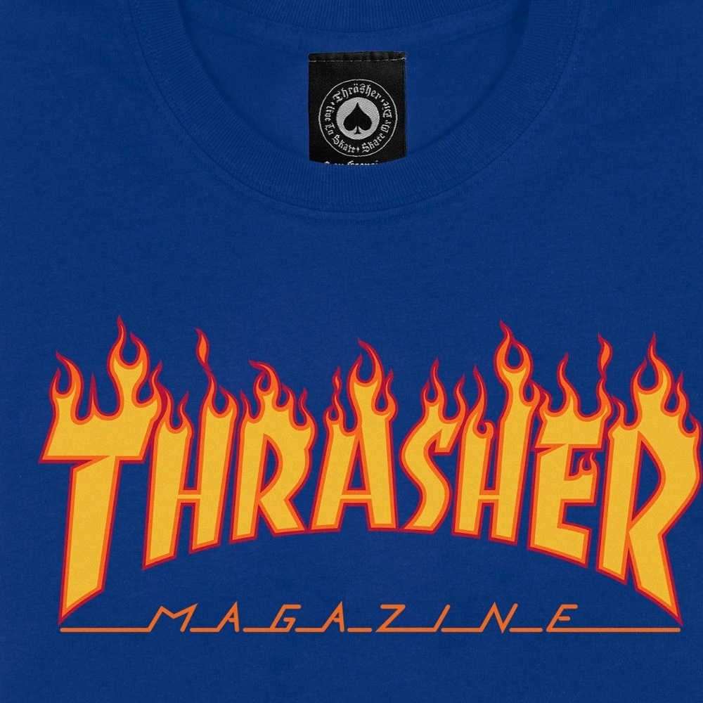 Thrasher Flame Royal Blue T-Shirt [Size: S]