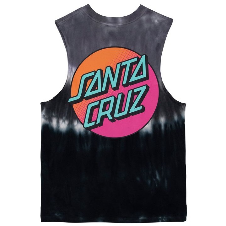 Santa Cruz Pop Fade Dot Black Tie Dye Youth Muscle T-Shirt [Size: 10]