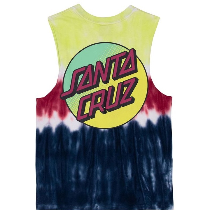 Santa Cruz Pop Fade Dot Navy Tie Dye Youth Muscle T-Shirt