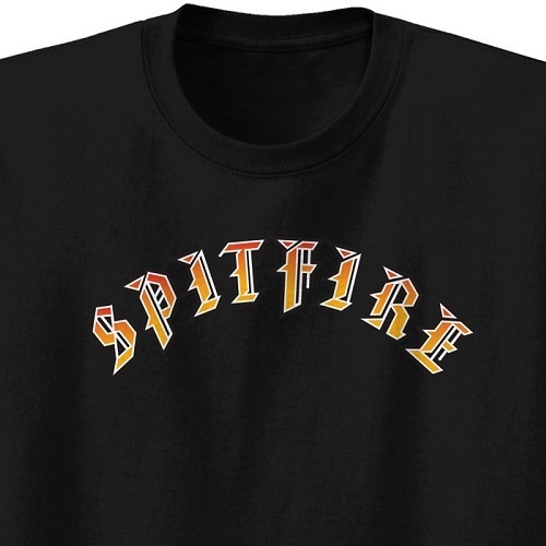 Spitfire Old E Black T-Shirt [Size: M]