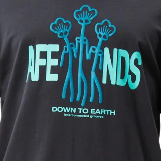 Afends Grooves Recycled Retro Graphic Charcoal T-Shirt