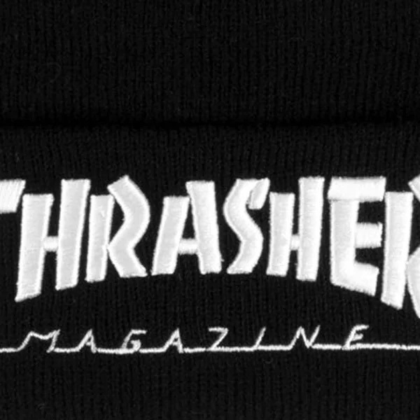 Thrasher Embroidered Logo Black White Beanie